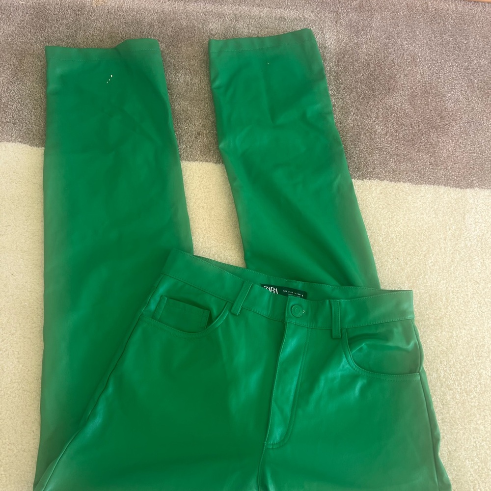 Zara Emerald Green Leather Pants